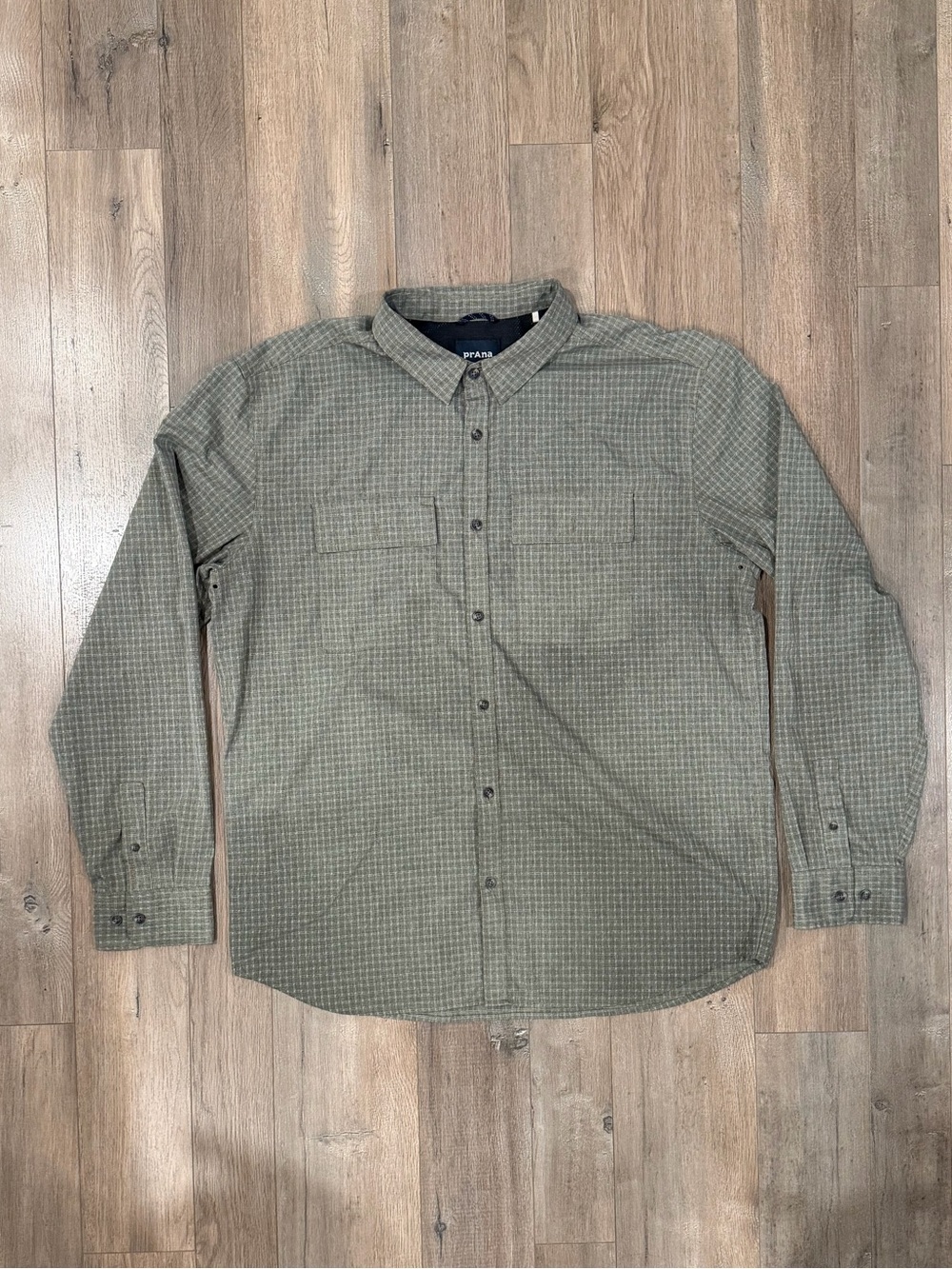 Prana Men's Olive Green Button-Down Shirt